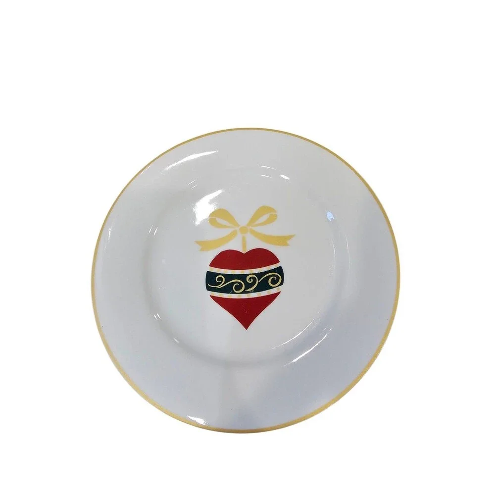 Vintage 2000 Gibson Ornaments Christmas Dessert Plates Set of 4 Round 7.5